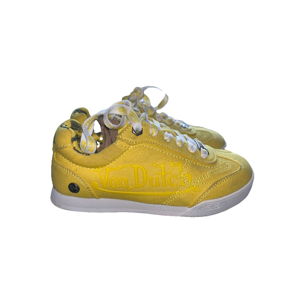 Von Dutch Kids Schwartz Sneakers Yellow Lemon Size 12C Used With outbox